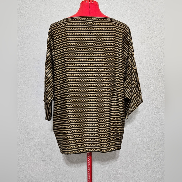 Michael Kors Black Chains Links Print Boat Neck Short Sleeve Large - Picture 5 of 10